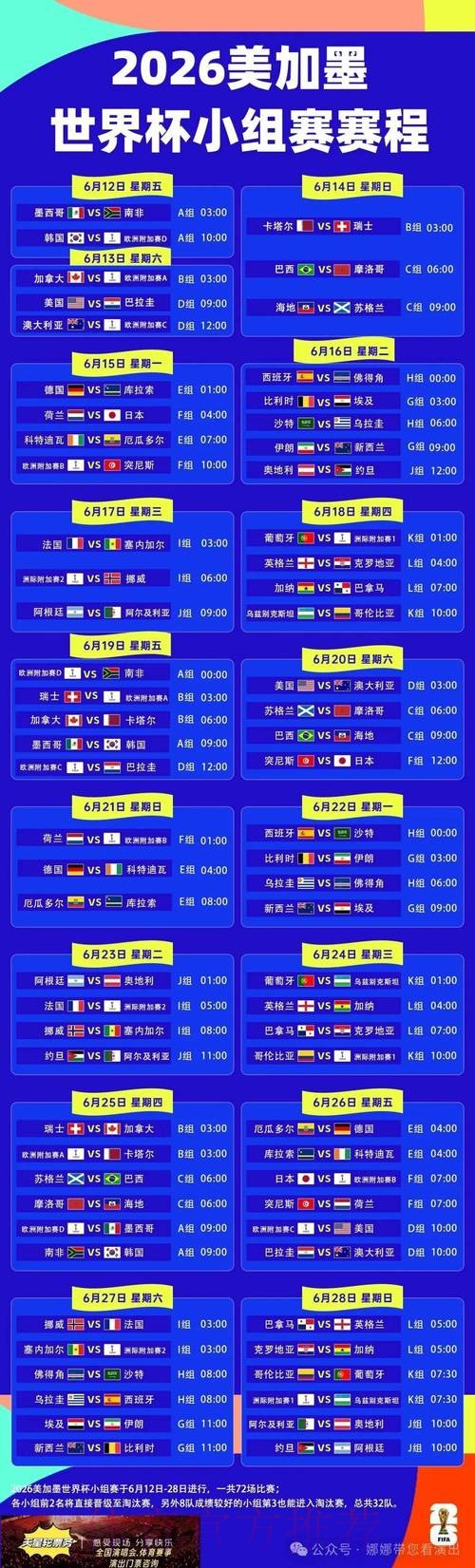 2026世界杯小组赛赛程中国时间高清直播直播平台